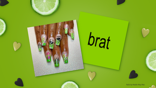 brat green, brat green nails for summer, brat green summer, charli xcx brat, lime green nails